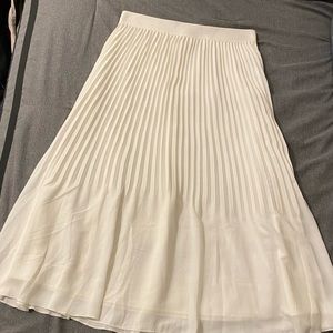 Pleated White JCrew Midi Skirt